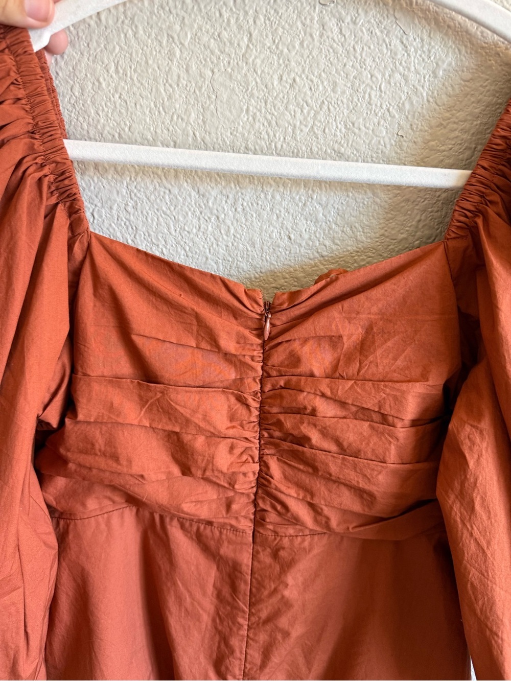 NWOT RHODE Jeanne Rust Orange Puff-Sleeve Mini Dress 100% Cotton Size 4 - Picture 7 of 9